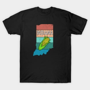 Indiana Hoosier Corn State Outline T-Shirt